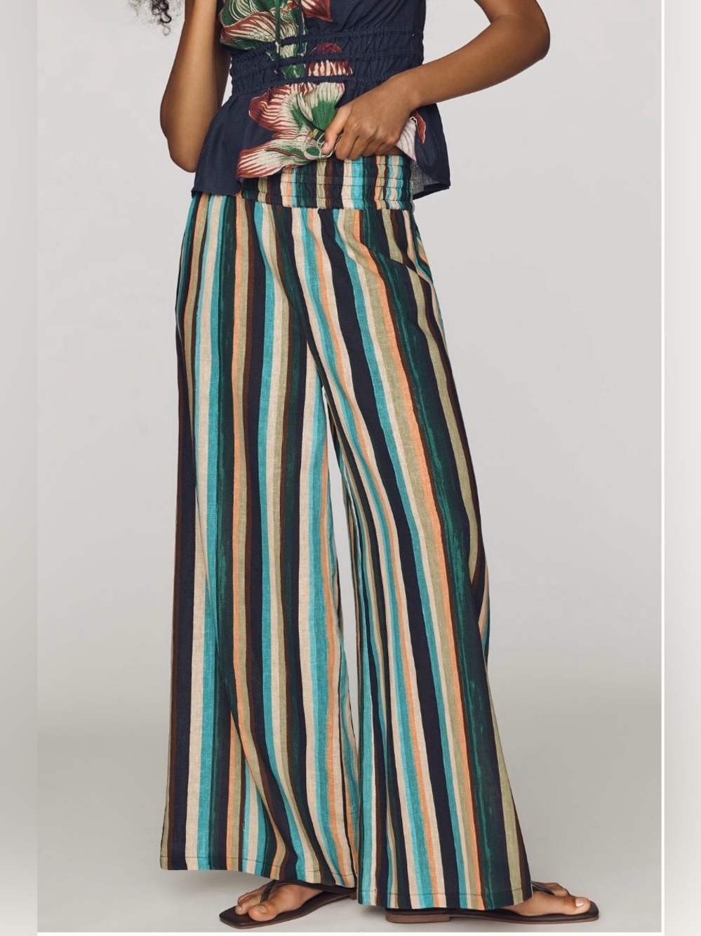 NWT ANTHROPOLOGIE MULTI STRIPE LINEN BLEND SOMERSET PANTS. SIZE S. - Picture 15 of 17